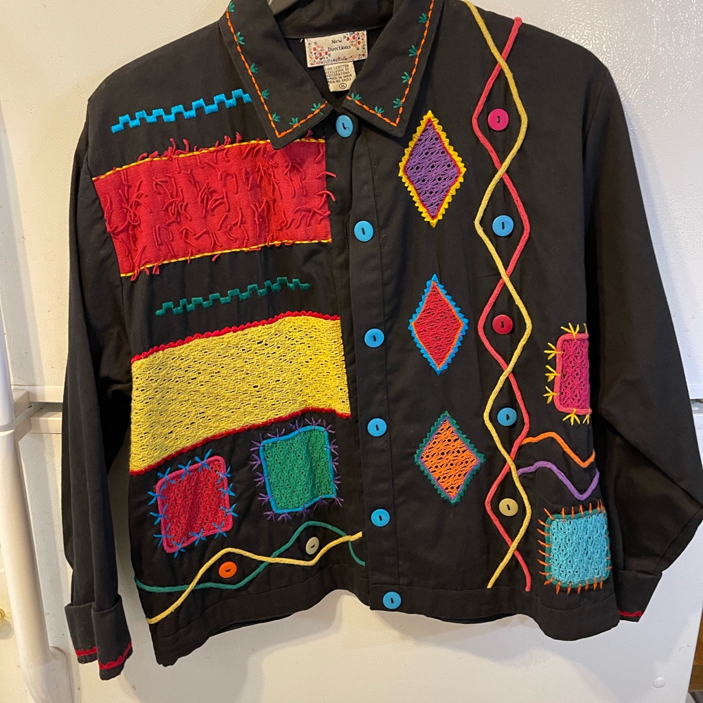 New Directions Black Embellished Jacket Xl Multi Colors (Box 2)